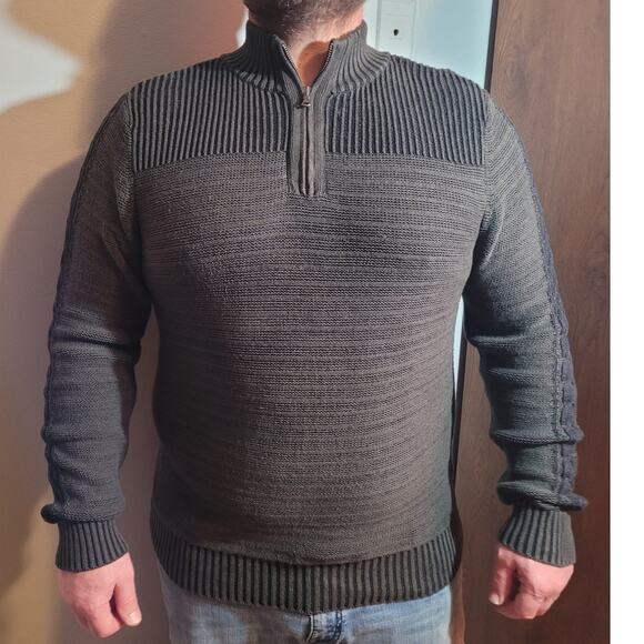 Rock & Republic Marbled Mock-Neck Pullover Sweater Men's Large Minimalist Trendy - Picture 1 of 12